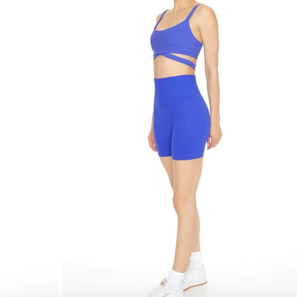 Blue Active ruched biker shorts